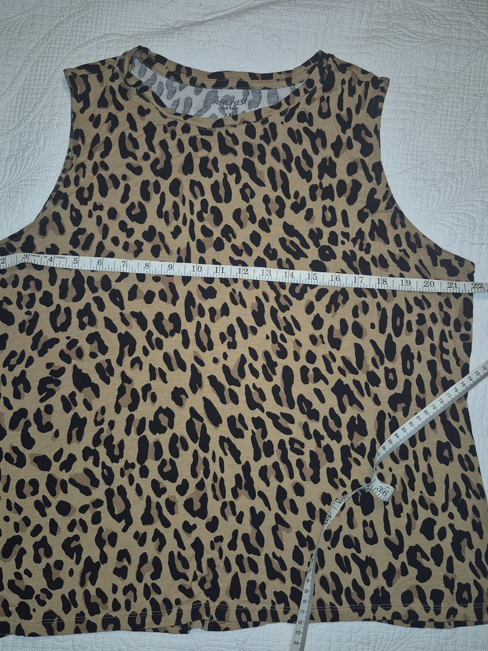 Nine West Tan and Black Leopard Print Sleeveless Top